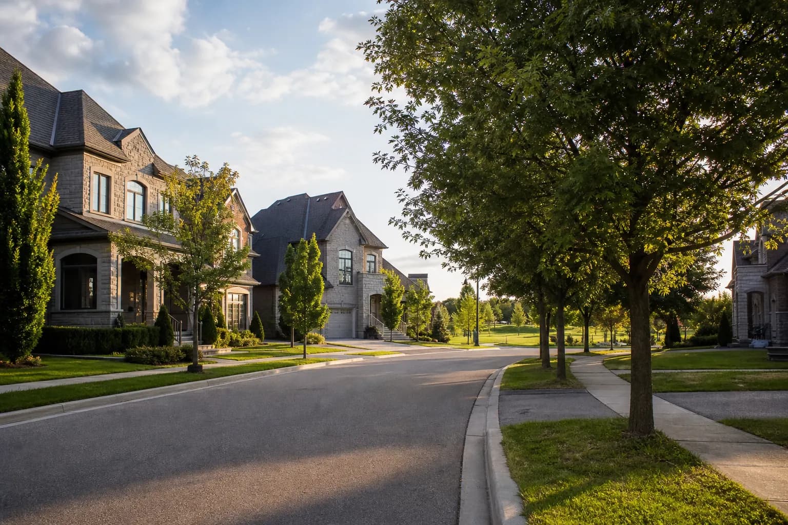 Existing Preserve community streetscape in Oakville, Phases 1 to 3 context
